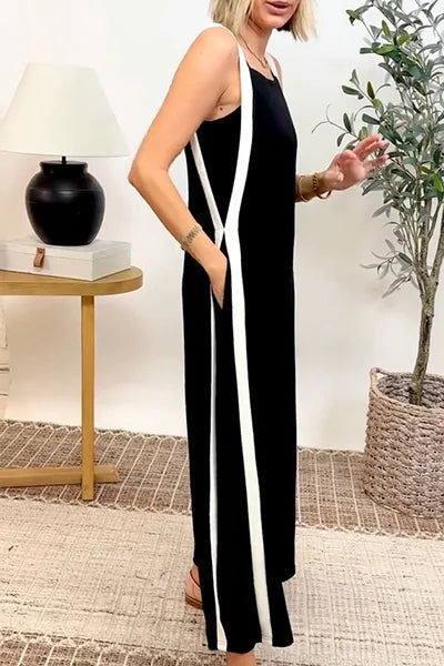 StilRuhig | Lockeres Damenkleid mit Weißen Zierlinien
