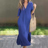 SommerLeicht | Lockeres Leinenkleid mit V-Ausschnitt