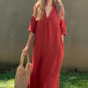 SommerLeicht | Lockeres Leinenkleid mit V-Ausschnitt
