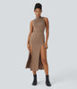 TrendStrom | Figurbetontes High-Slit Kleid mit Stehkragen