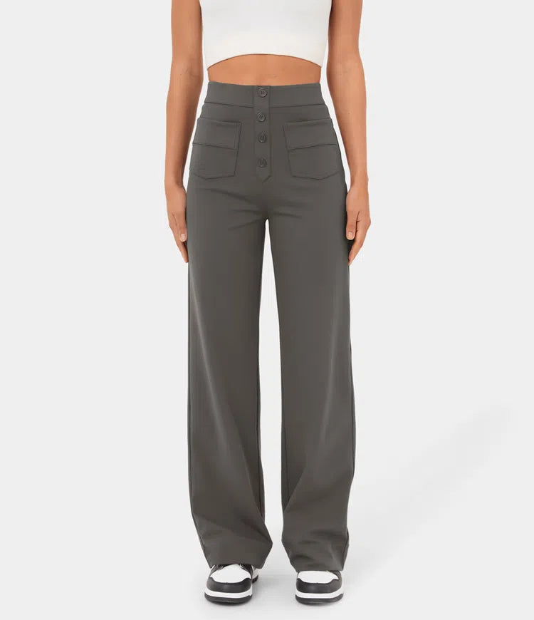 Gerade Stretch-Hose mit hoher Taille
