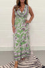 RetroStil | Ärmelloses Maxikleid mit Wickelausschnitt und Musterprint