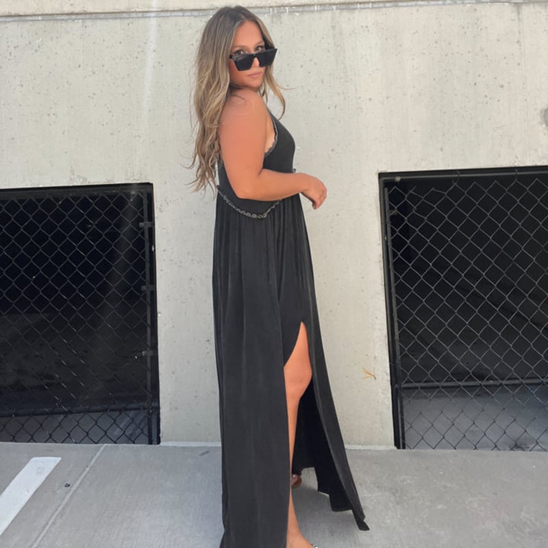 LässigSchlitz | Ärmelloses Maxikleid mit Doppel-Schlitz