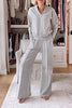 RelaxStil | Zweiteiliges Damen Set mit V-Ausschnitt Oberteil und Hose