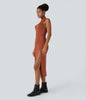 TrendStrom | Figurbetontes High-Slit Kleid mit Stehkragen