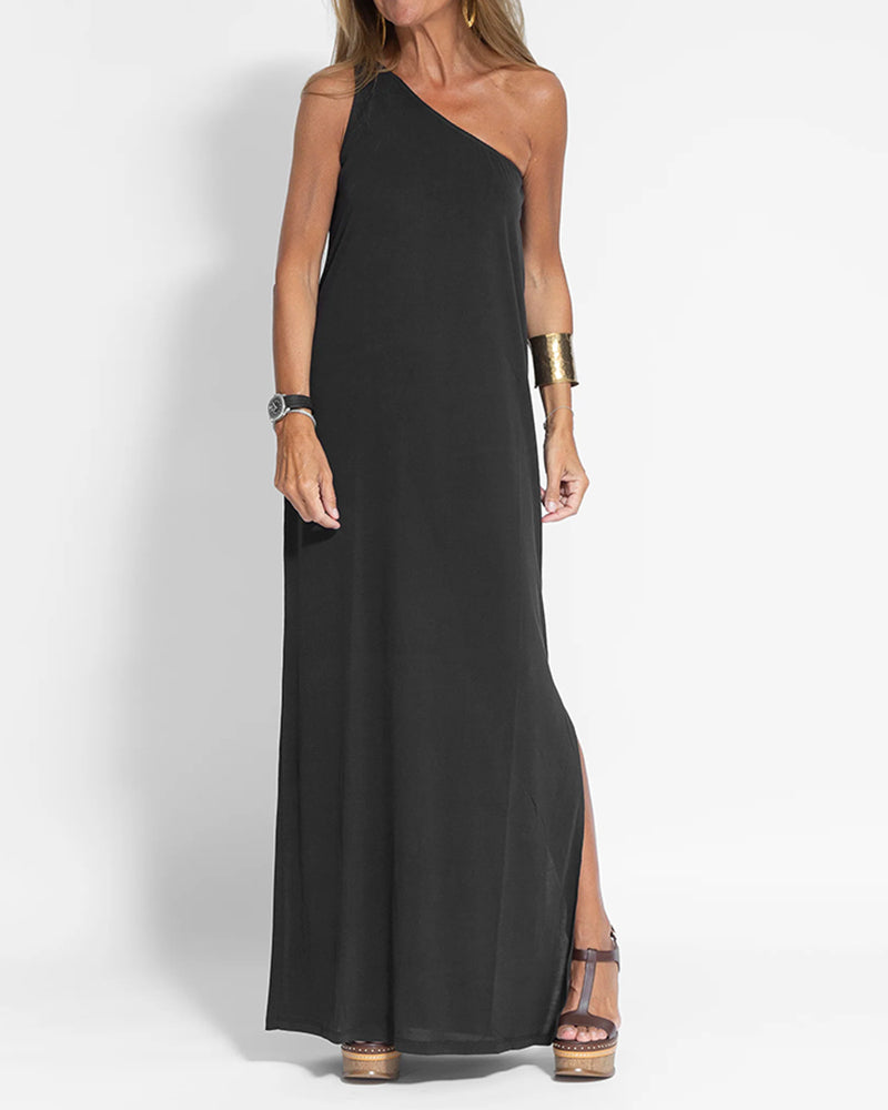 MidnightMuse | Ein-Schulter-Maxi-Kleid