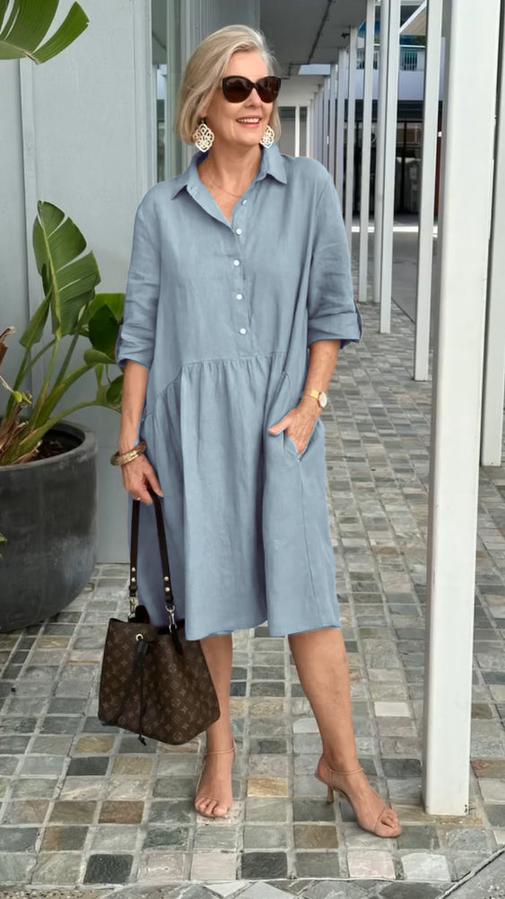 LeinenCharme | Elegantes Leinenkleid mit Knopfleiste