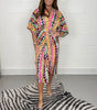 EthnoGlanz | Kimono-Midikleid mit Geometrischem Ethno-Print