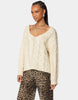 BequemerChic | V-Ausschnitt-Strickpullover mit Zopfmuster