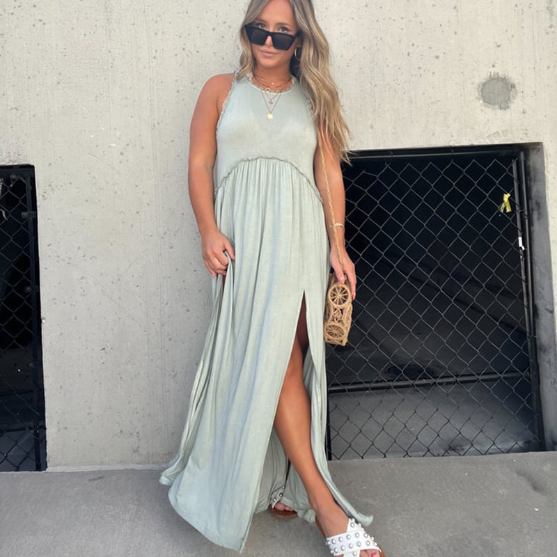 LässigSchlitz | Ärmelloses Maxikleid mit Doppel-Schlitz