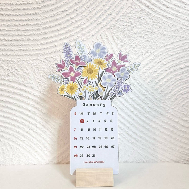 2024  Bloomy Flowers Desk Calendar | 1+1 Gratis