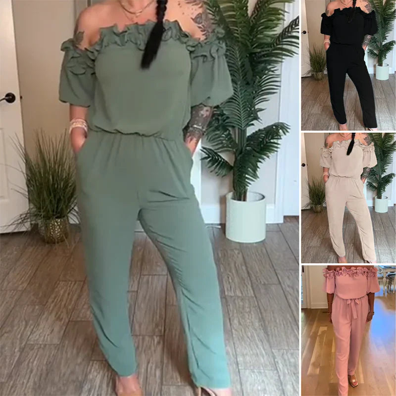 ReinEleganz | Schulterfreier Jumpsuit mit Rüschen