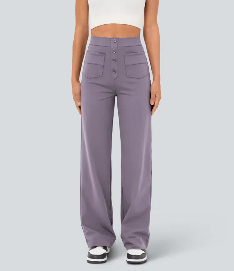 Gerade Stretch-Hose mit hoher Taille