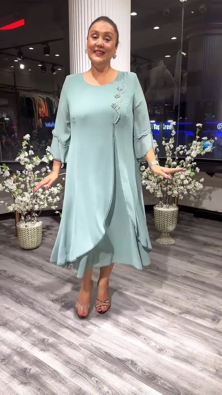 AnmutFluss | Elegantes A-Linien Kleid mit Schmetterlingsärmeln für Damen