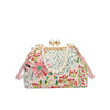 FloraPerle | Vintage Handtasche mit Perlengriff & Blumenmuster