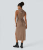 TrendStrom | Figurbetontes High-Slit Kleid mit Stehkragen