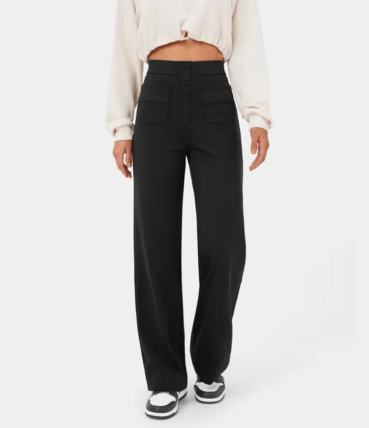 Gerade Stretch-Hose mit hoher Taille