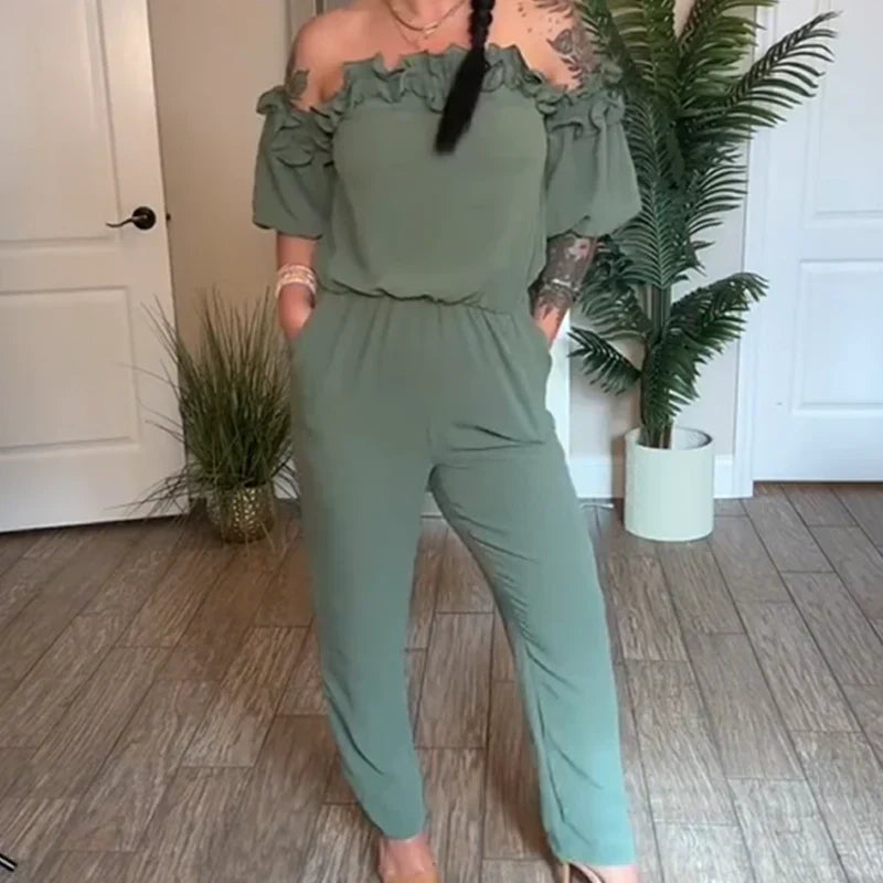 ReinEleganz | Schulterfreier Jumpsuit mit Rüschen
