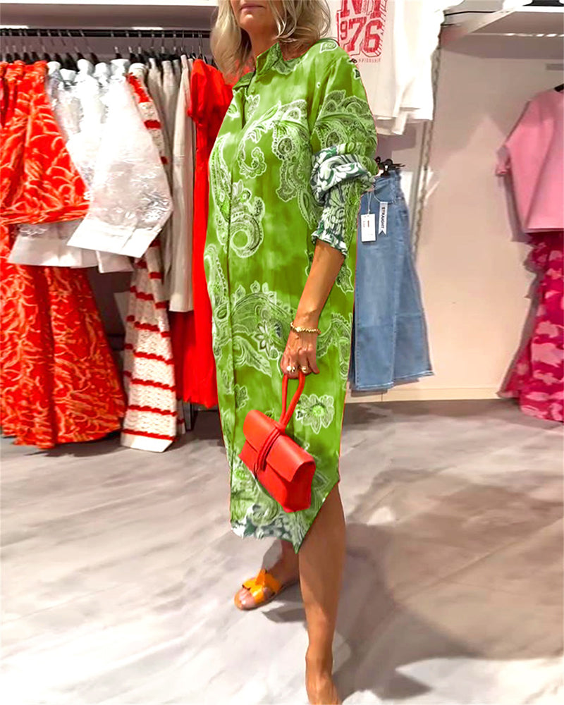 TrendAura | Midi-Hemdblusenkleid mit buntem Paisley-Druck