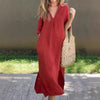 SommerLeicht | Lockeres Leinenkleid mit V-Ausschnitt