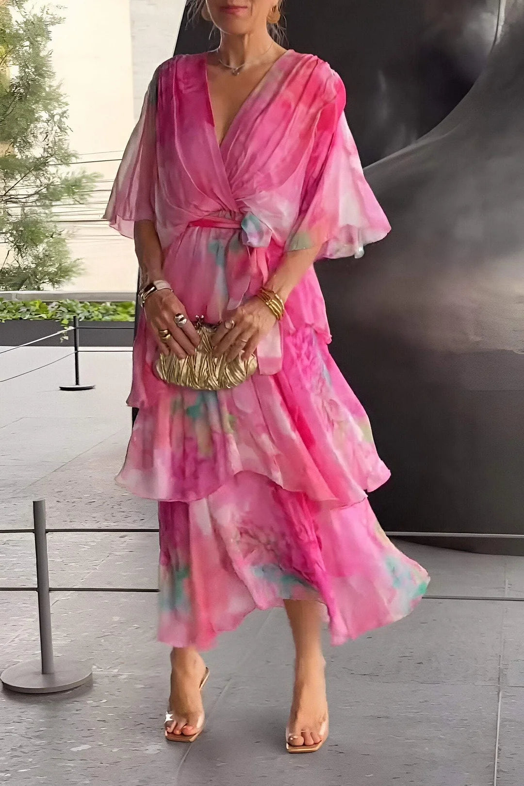 FarbFlair | Luftiges Maxikleid mit Wasserfarben-Optik