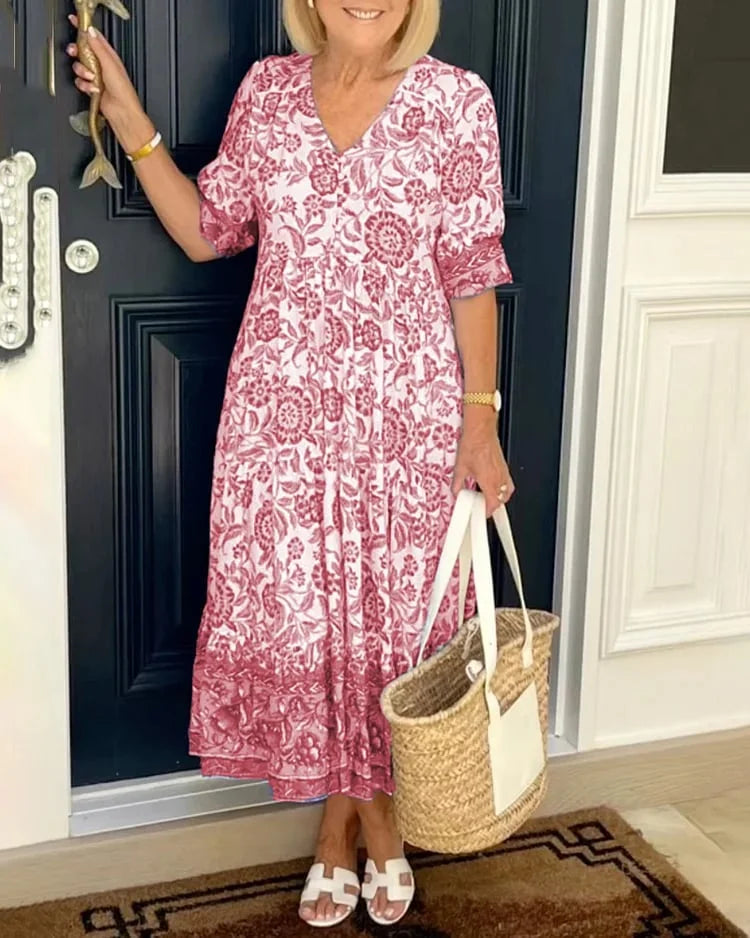 BrisenCharme | Sommerliches Maxikleid mit floralem Print & V-Ausschnitt