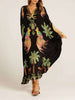 TropenFlair | Weites Maxikleid mit Papageien-Print und V-Ausschnitt