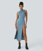 TrendStrom | Figurbetontes High-Slit Kleid mit Stehkragen