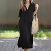 SommerLeicht | Lockeres Leinenkleid mit V-Ausschnitt