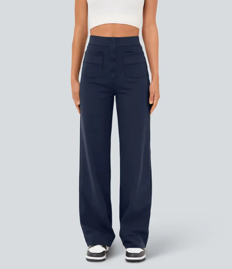 Gerade Stretch-Hose mit hoher Taille