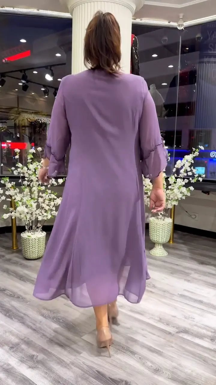 AnmutFluss | Elegantes A-Linien Kleid mit Schmetterlingsärmeln für Damen