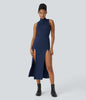 TrendStrom | Figurbetontes High-Slit Kleid mit Stehkragen