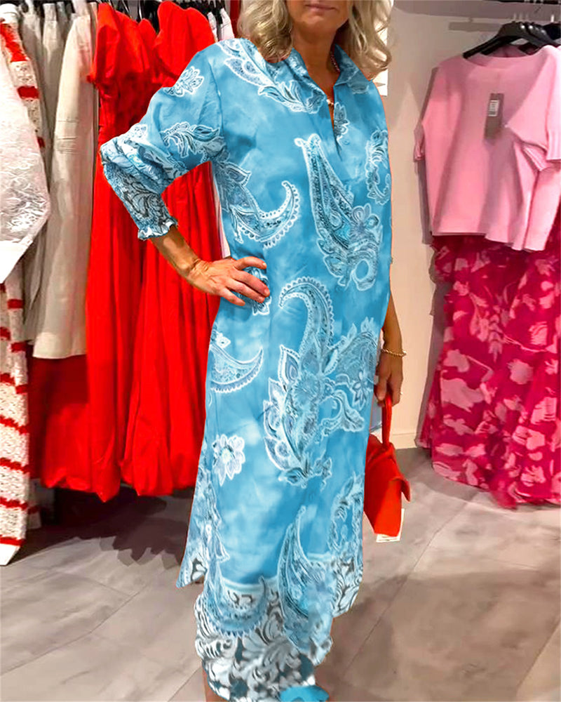 TrendAura | Midi-Hemdblusenkleid mit buntem Paisley-Druck