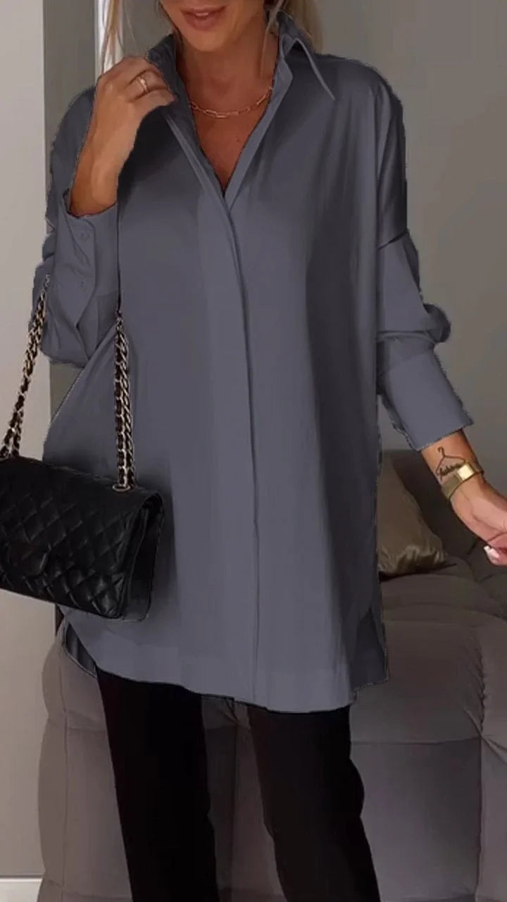 SanfteEleganz | Damen Bluse mit V-Ausschnitt und langen Ärmeln