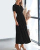 StilvollerFluss | Lockeres Maxikleid mit Taillierung und V-Ausschnitt