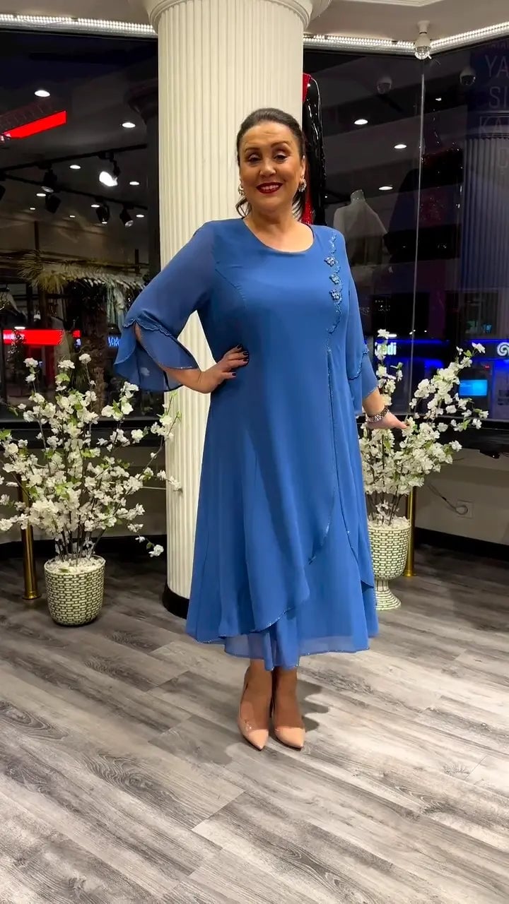 AnmutFluss | Elegantes A-Linien Kleid mit Schmetterlingsärmeln für Damen