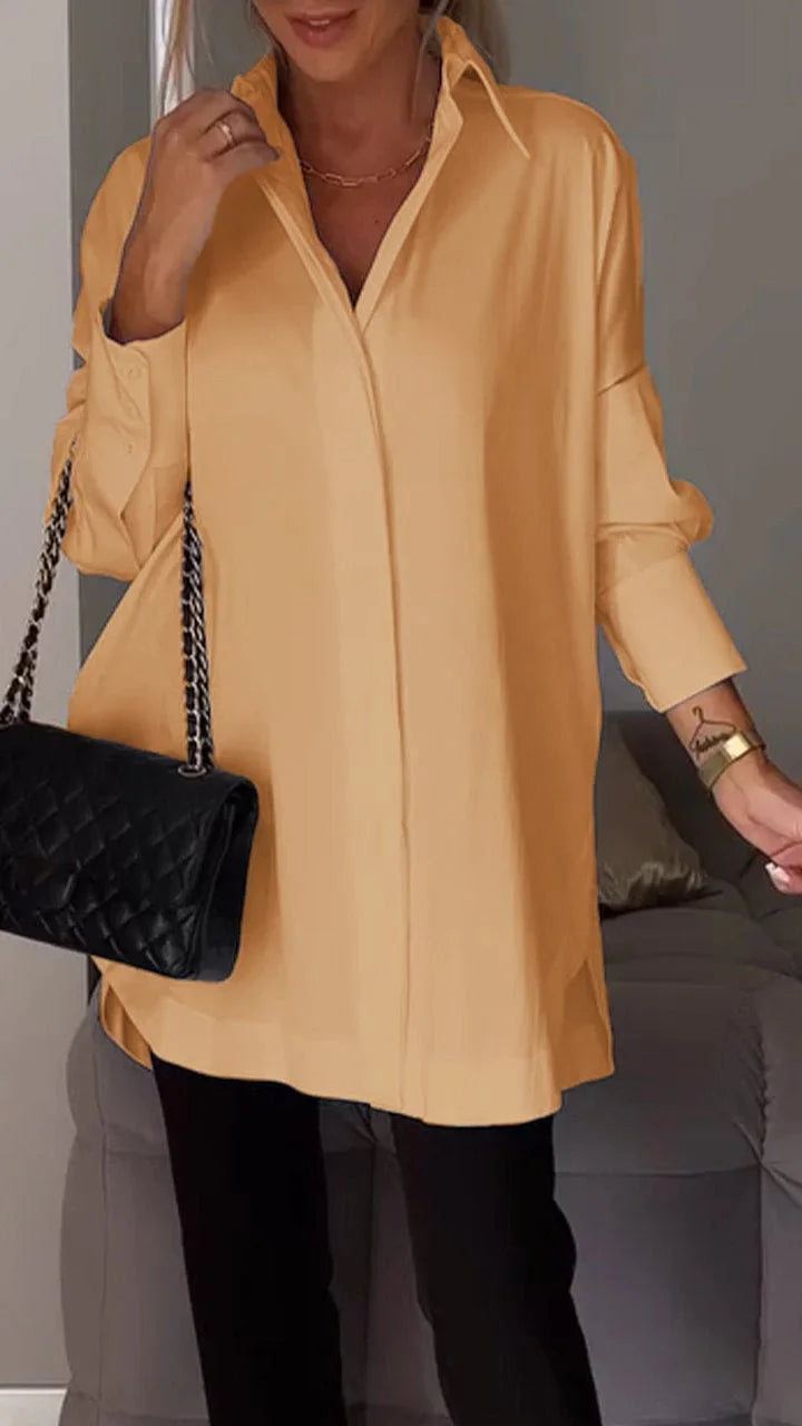 SanfteEleganz | Damen Bluse mit V-Ausschnitt und langen Ärmeln