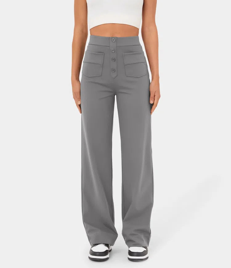 Gerade Stretch-Hose mit hoher Taille