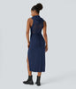 TrendStrom | Figurbetontes High-Slit Kleid mit Stehkragen