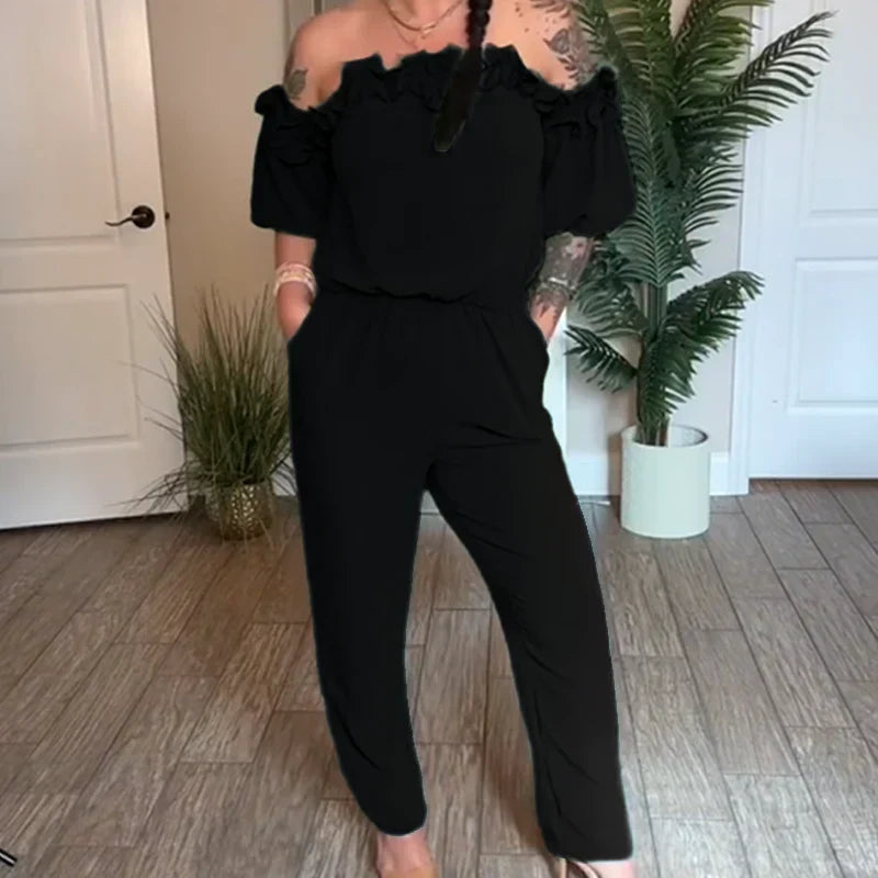 ReinEleganz | Schulterfreier Jumpsuit mit Rüschen