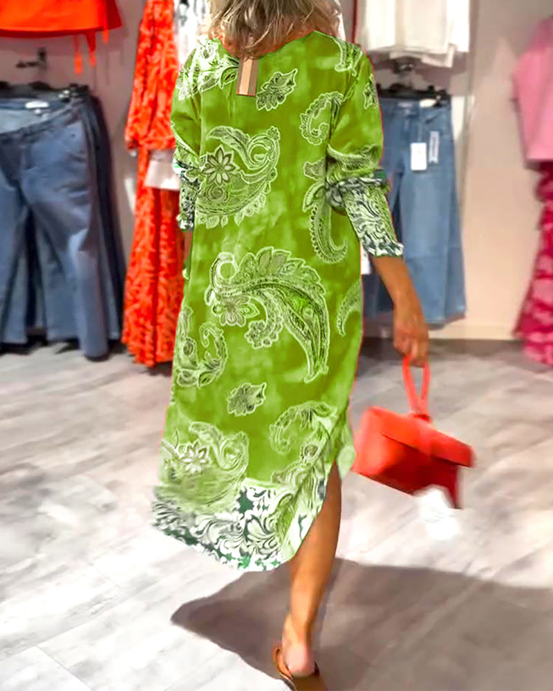 TrendAura | Midi-Hemdblusenkleid mit buntem Paisley-Druck