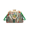 FloraPerle | Vintage Handtasche mit Perlengriff & Blumenmuster