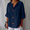 TagesGlanz | Bequeme Bluse mit Dreiviertelärmeln und Knopfleiste