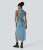 TrendStrom | Figurbetontes High-Slit Kleid mit Stehkragen
