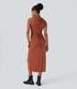 TrendStrom | Figurbetontes High-Slit Kleid mit Stehkragen