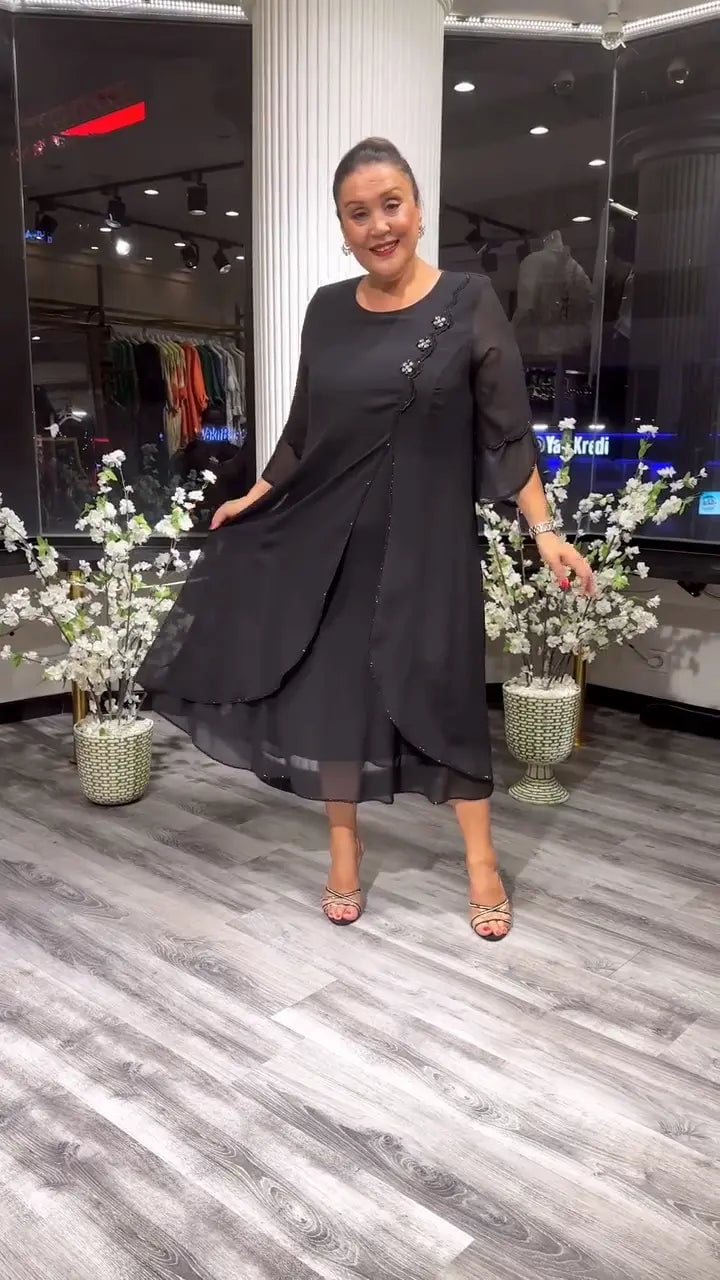 AnmutFluss | Elegantes A-Linien Kleid mit Schmetterlingsärmeln für Damen