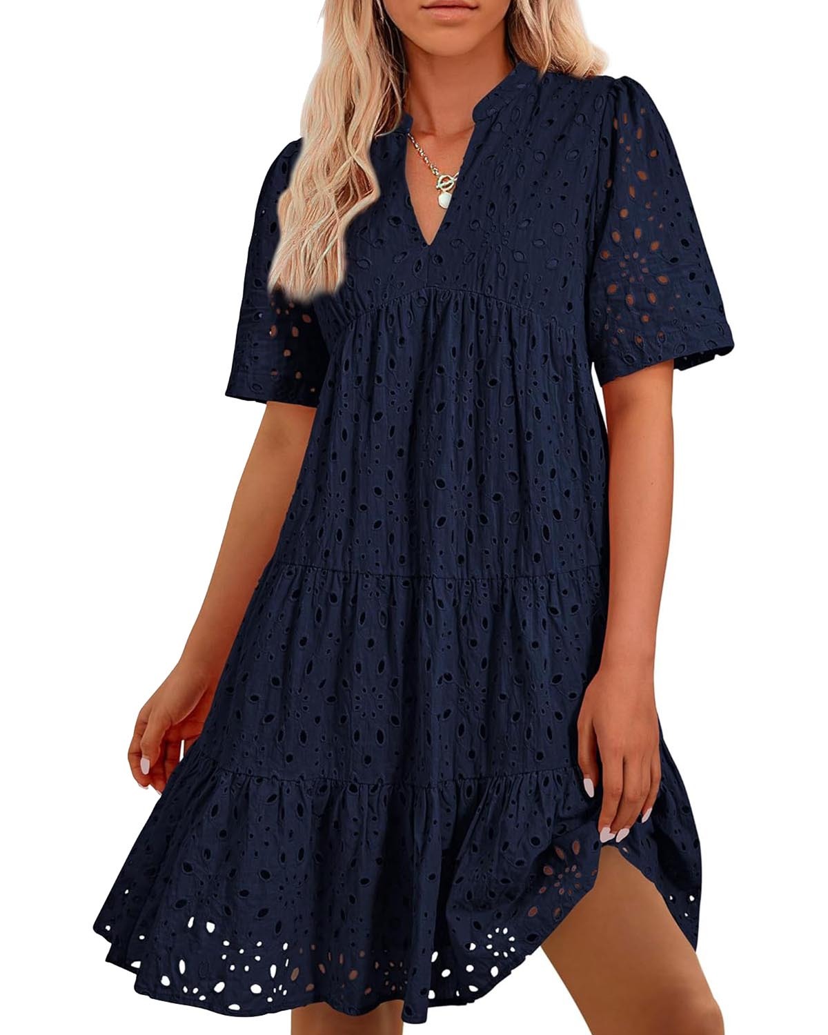 LuftBlüte | Feminines A-Linienkleid mit Lochstickerei