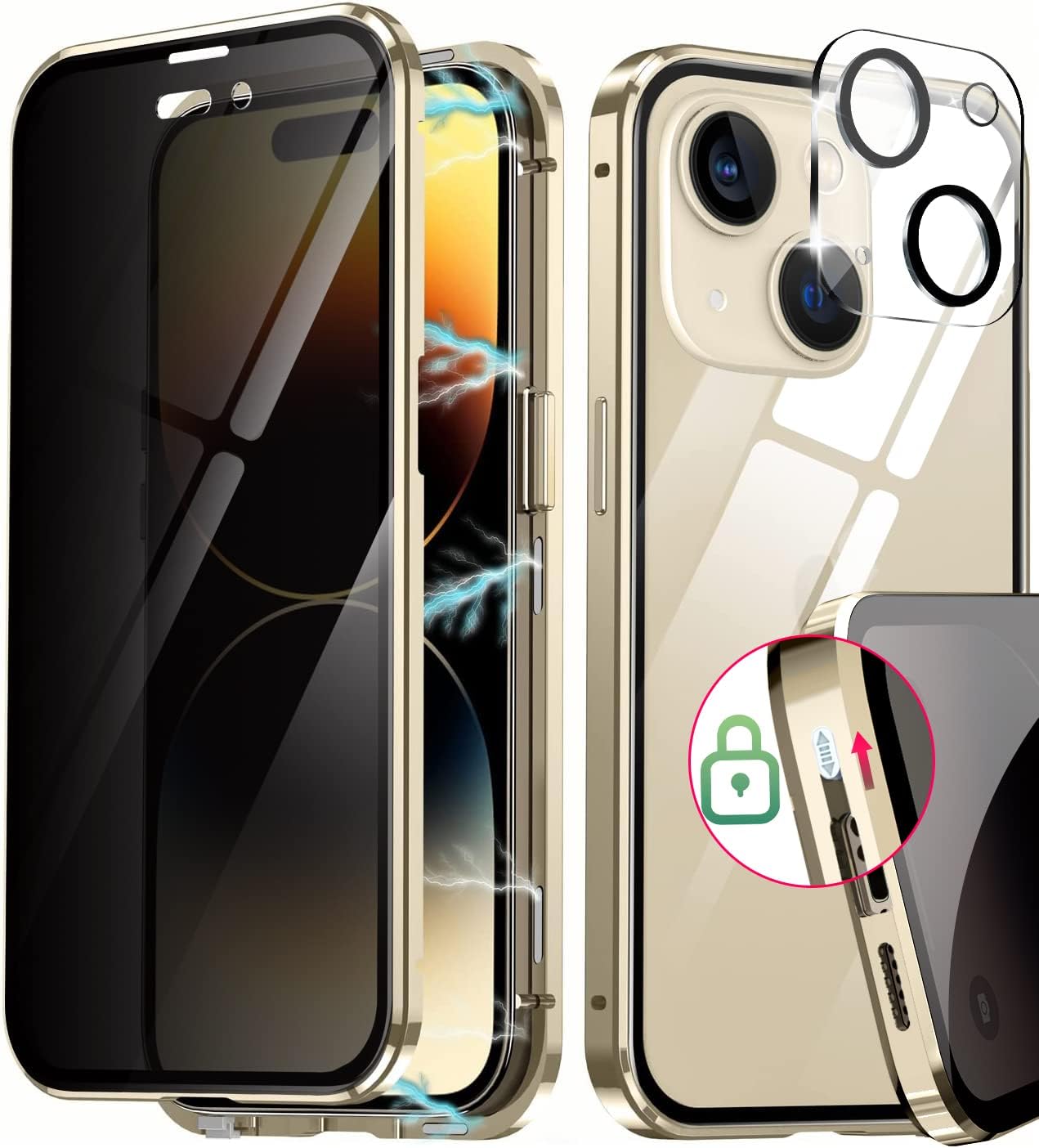 MagPrivacy-Hülle | 360° Rundumschutz, Anti-Spion Panzerglas für iPhone