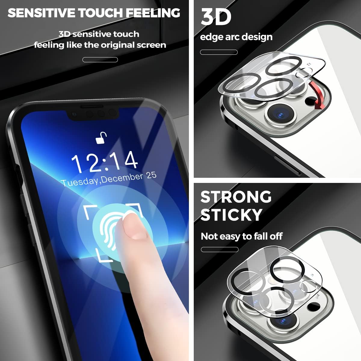 MagPrivacy-Hülle | 360° Rundumschutz, Anti-Spion Panzerglas für iPhone