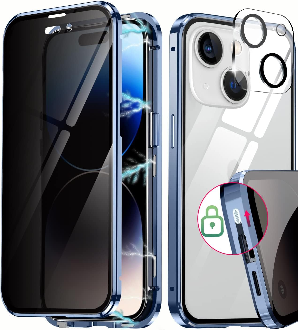 MagPrivacy-Hülle | 360° Rundumschutz, Anti-Spion Panzerglas für iPhone